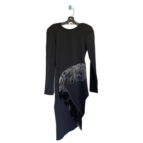 The Attico panelled long-sleeved midi dress black IT44 US8 - Picture 7 of 13